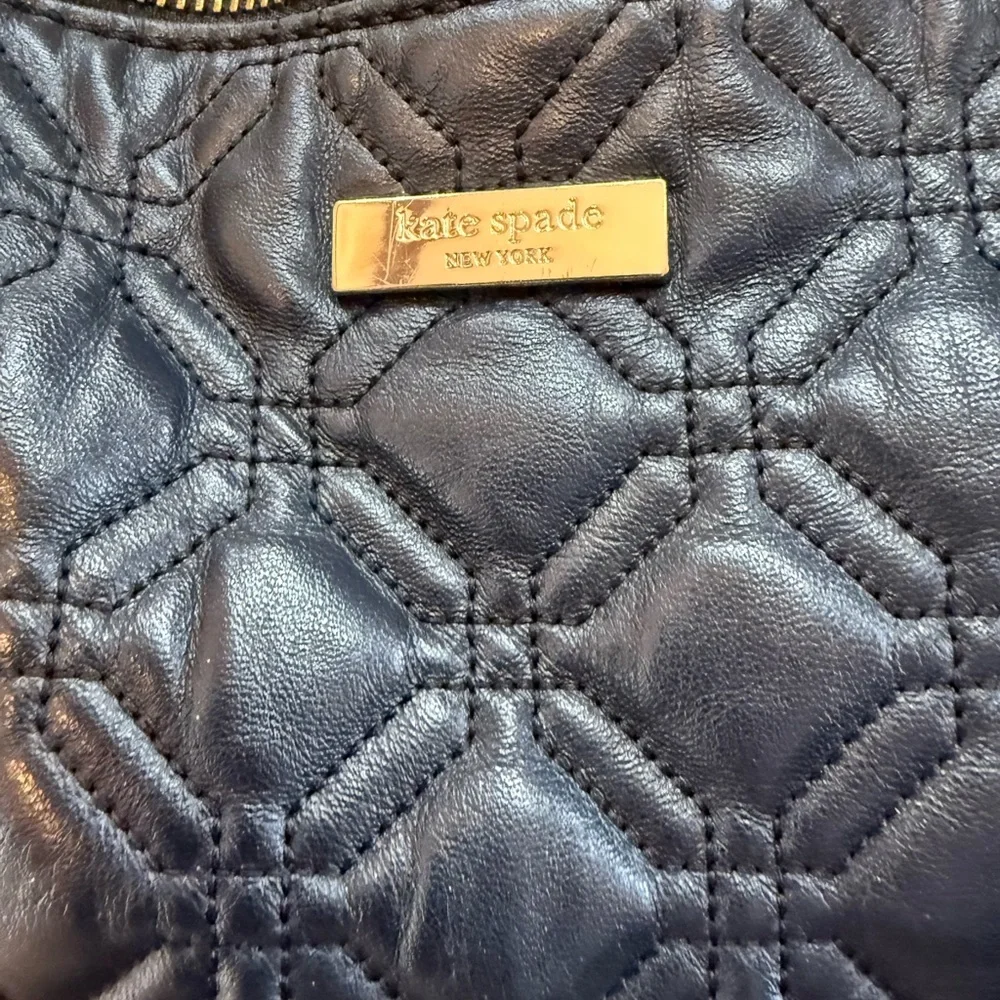 kate spade Astor Court Aurelia Quilted Black Shoulder Bag with charm and pillow.